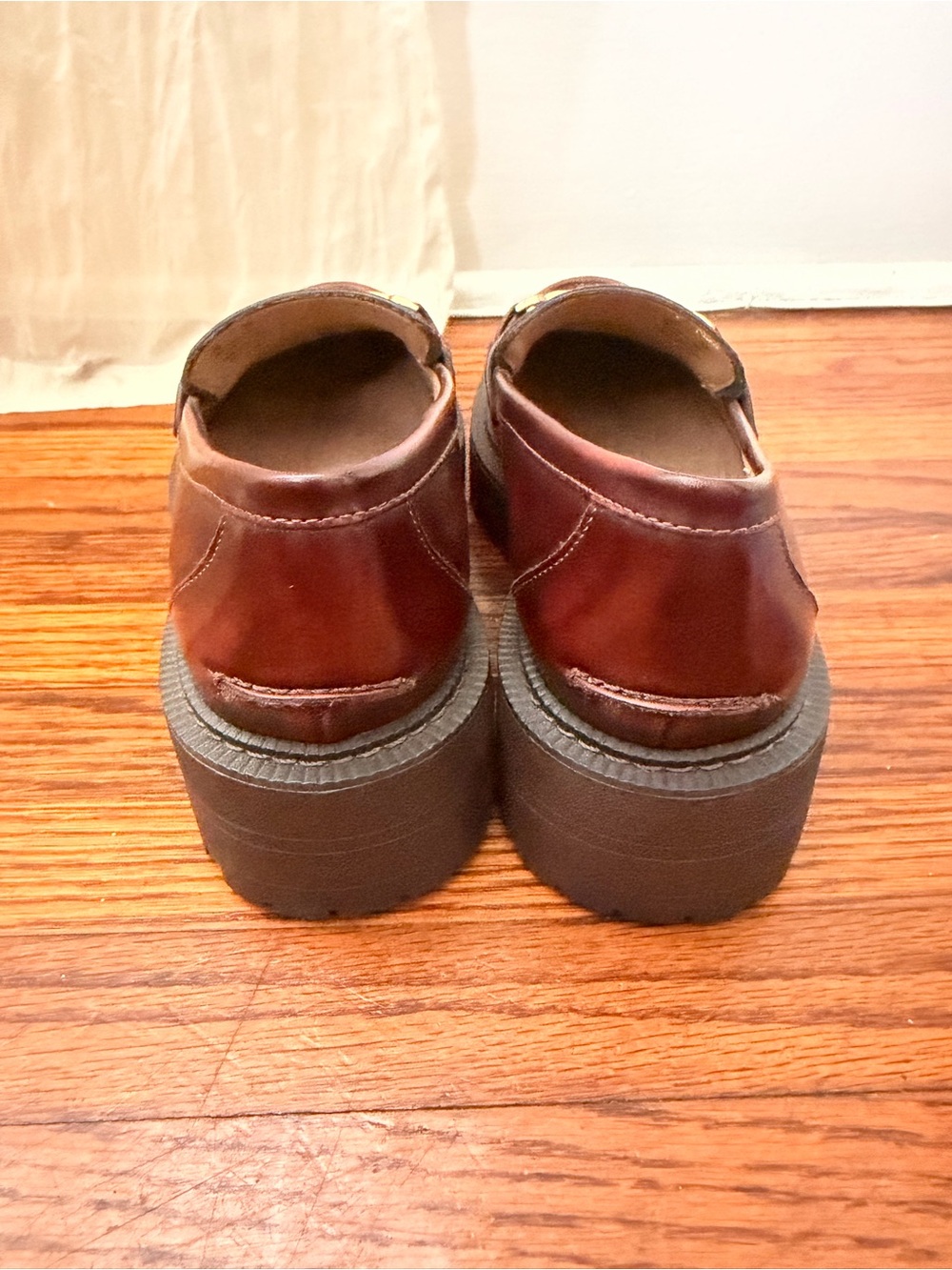 Sam Edelman Women's Brown Leather Platform Loafers - Picture 4 of 5